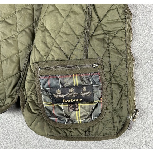 Barbour Vest Womens 6 Green Blue Tartan Betty Quilted Lined Gilet Quiet Luxury - Picture 7 of 9